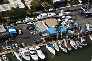 Marina services aerial photo of boatyard